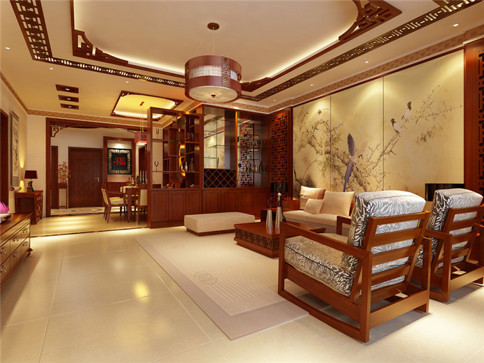 花鳥國(guó)畫裝點(diǎn)中式別墅裝修設(shè)計(jì)